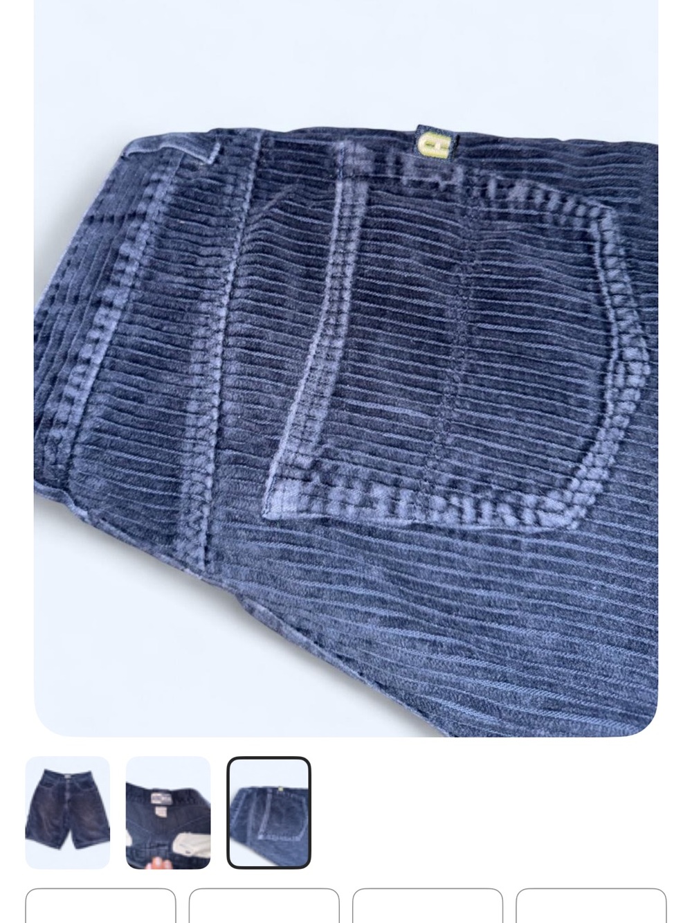 9os unisex Navy Corduroy Shorts - Picture 3 of 3